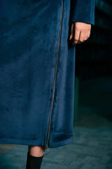 Long-Sleeve Velvet Dress With Zipper