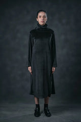 Long-Sleeve Velvet Dress With Zipper